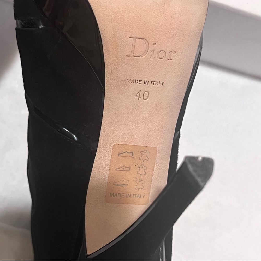 Dior Graphic Suede/Patent Leather Black Ankle Boots Size 40 - Picture 11 of 17